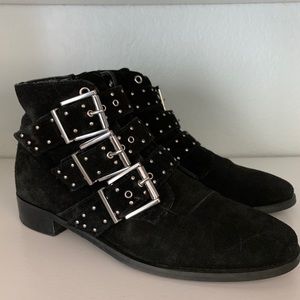 Topshop Black Moto Boots (faux suede)